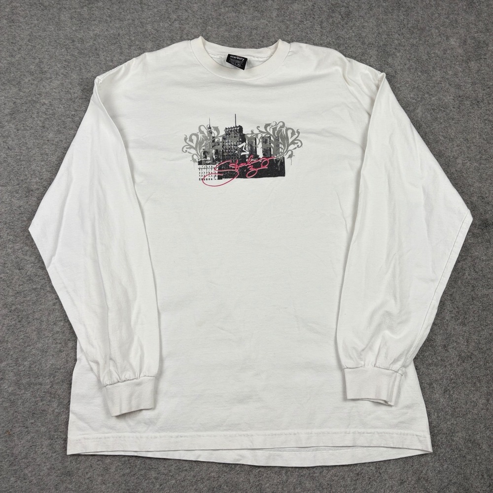 Y2K‎ Starbury Long Sleeve Shirt Mens XL White Graphic Stephon Marbury Streetwear